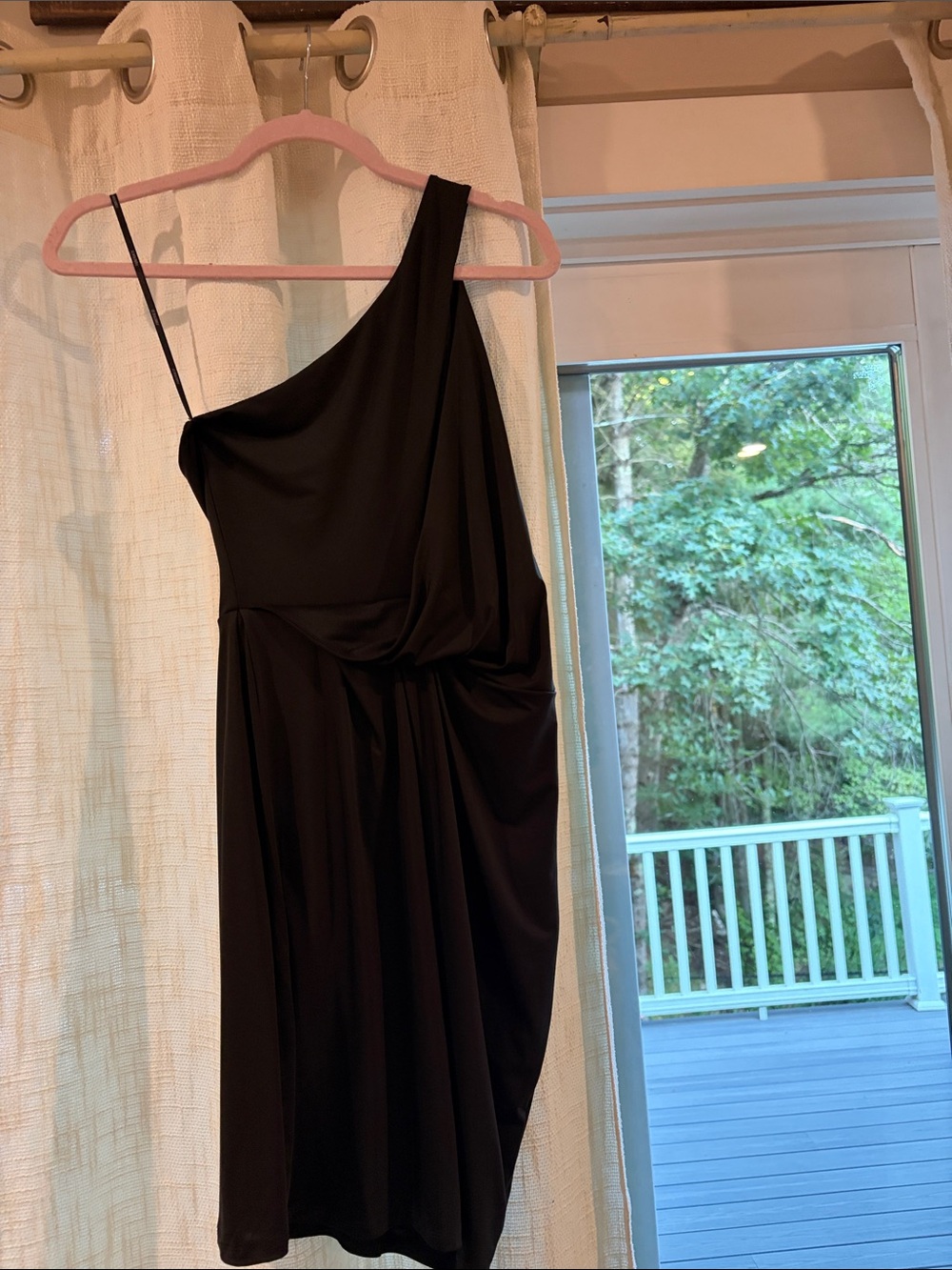 Forever 21 Black One-Shoulder Draped Cocktail Dress
